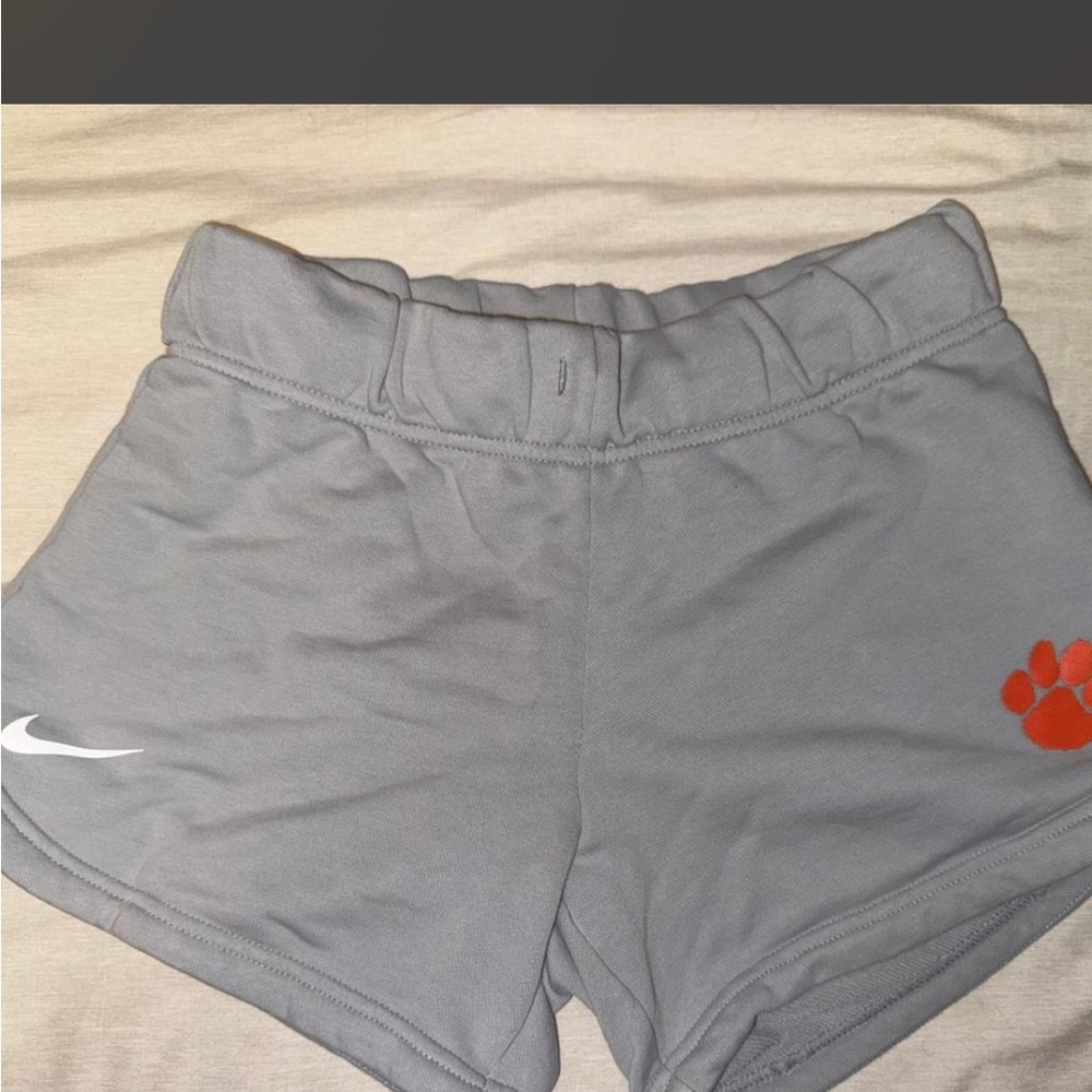 Nike Gray Women's Athletic Shorts with Orange Detail